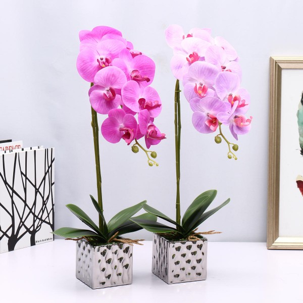 Artificial Plant Butterfly Orchid Flower Pot Home Wedding Party Home Decorations -  Pink