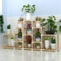 3+3+2Tiers Wooden Plant Stand Indoor Outdoor Patio Garden Flower Pot Stand Shelf - 4