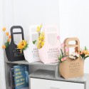 Folding Flower Boxes Paper l Wrapping Party Wedding Gift Handle 10Pcs/Set - Brown