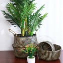 Seagrass Storage Basket Flower Pot Rattan Plant Toys Holder Container Decor - M