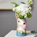 Animal Head  Succulent Vase Flower Pot Hand Painting Giraffe Rabbit Bear Panda Blowing Bubble Animal Bust Figure Vase - Typ
