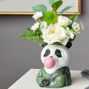 Animal Head  Succulent Vase Flower Pot Hand Painting Giraffe Rabbit Bear Panda Blowing Bubble Animal Bust Figure Vase - Typ