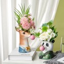 Animal Head  Succulent Vase Flower Pot Hand Painting Giraffe Rabbit Bear Panda Blowing Bubble Animal Bust Figure Vase - Typ