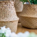 Garden Flower Pot Seagrass Belly Basket Storage Plant Pot Foldable Seeding Nursery Decoration Bag - S
