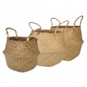 Garden Flower Pot Seagrass Belly Basket Storage Plant Pot Foldable Seeding Nursery Decoration Bag - S