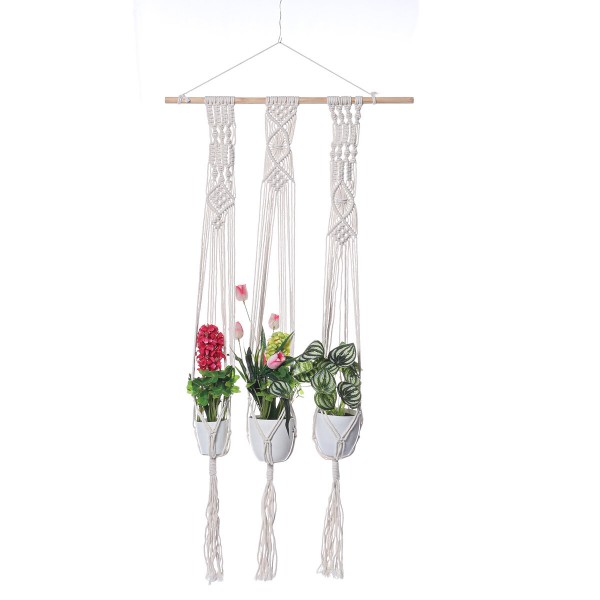 Pot Holder Macrame Plant Hanger Hanging Planter Basket Hemp Rope Braided for Home Decoration