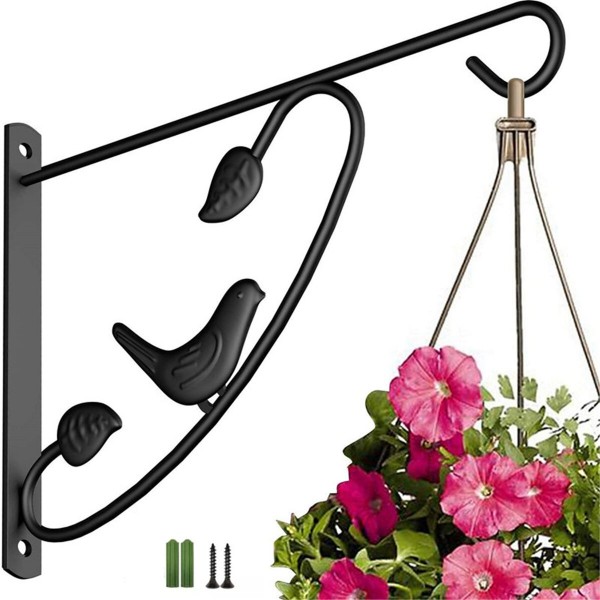 Plant Hanger Wall Bracket Iron Basket Rack Hook Garden Flower Pot Holder Black - #1