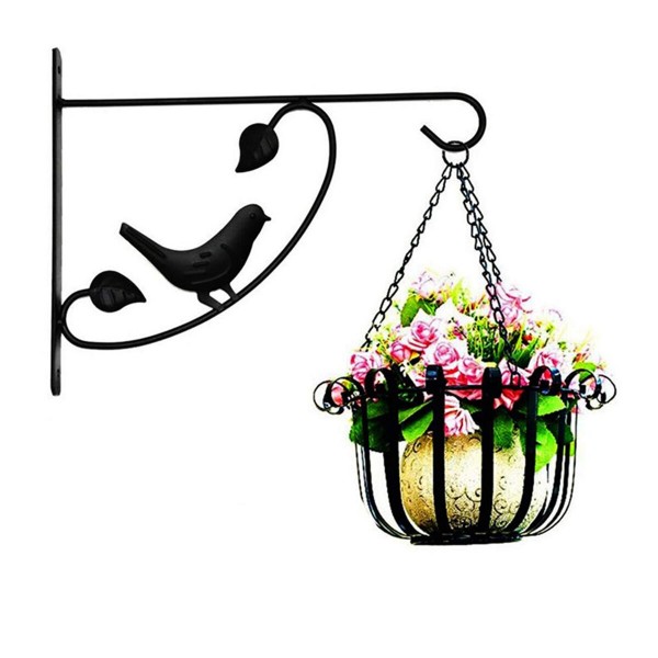 Plant Hanger Wall Bracket Iron Basket Rack Hook Garden Flower Pot Holder Black - #1
