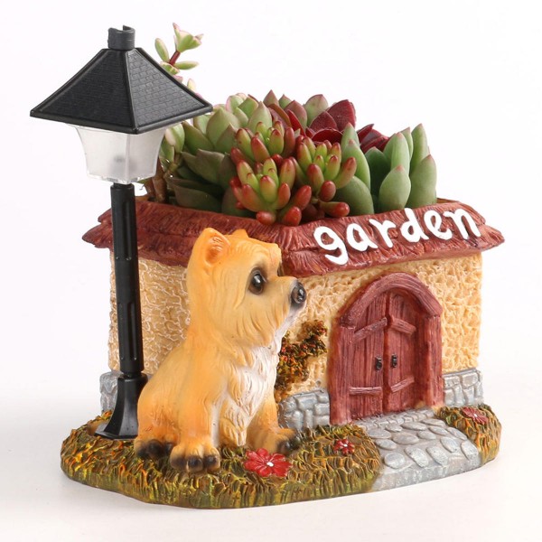 LED Cute Dog Succulent Flower Pot with Drainage  Small Flower Pot Garden Plants Pot Desk Flower Decoration
