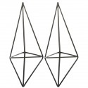 2 PCS Wall-Mounted Wrought Iron Geometric Air Flower Plant Stand Golden Decor - Black