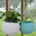 Plastic Hanging Planter Pot Home Yard Hanging Flowers Baskets With Chain - brick red