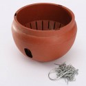 Plastic Hanging Planter Pot Home Yard Hanging Flowers Baskets With Chain - brick red
