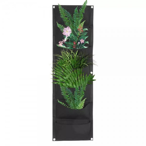 7 Pockets Hanging Vertical Garden Wall Planting Bag Waterproof for Yard Garden Home Decoration
