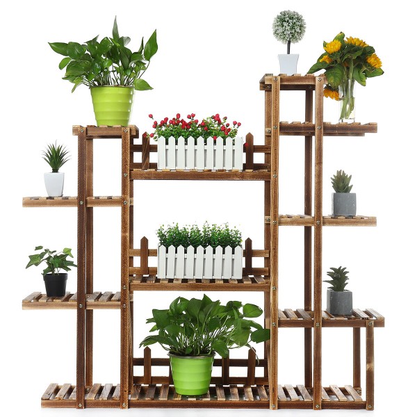 6 Tier Wood Flower Rack Plant Stand Wood Shelves Bonsai Display Shelf Indoor USA - #1