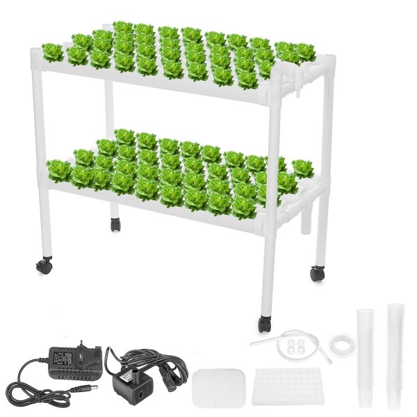 110-220V 2 Layer Vertical Hydroponic Growing Kit 8 Pipes 72 Holes Garden Vegetable Planting System Kit Water Culture Planting To