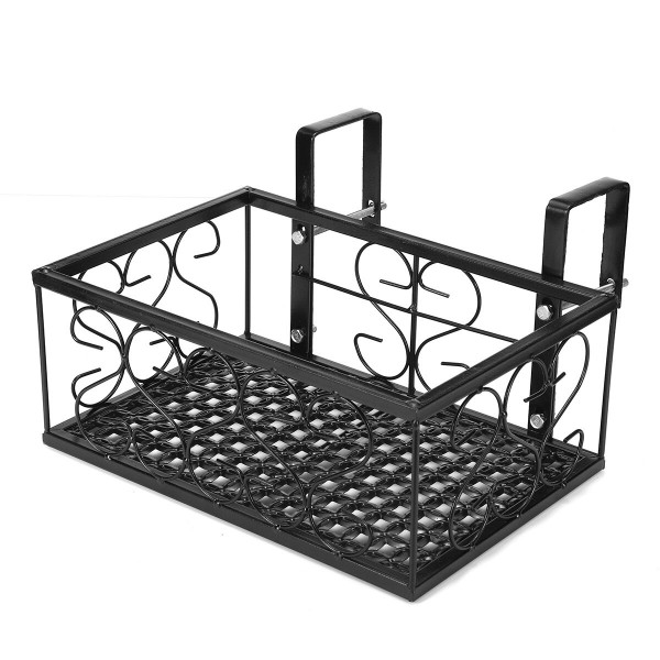 Single Layer Flower Pot Rack Balcony Corridor Railing Hanging Plant Iron Basket Hanging Rack Organizer Flower Pot for Gardening 