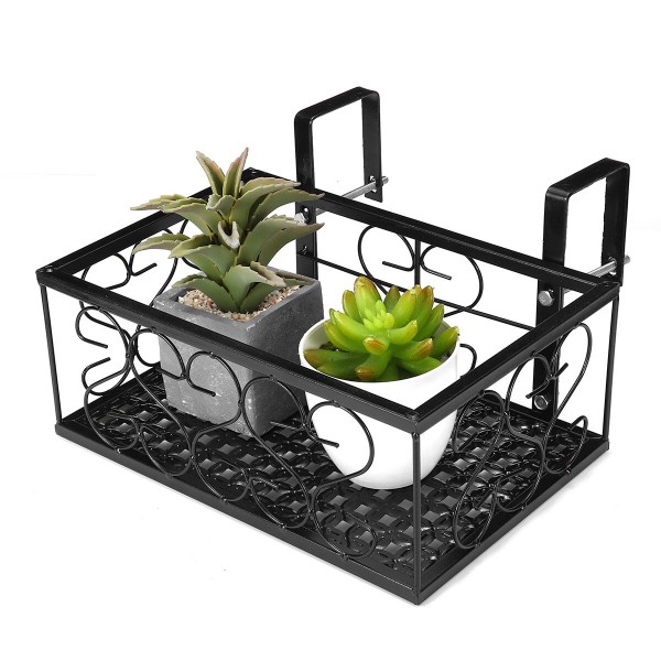 Single Layer Flower Pot Rack Balcony Corridor Railing Hanging Plant Iron Basket Hanging Rack Organizer Flower Pot for Gardening 