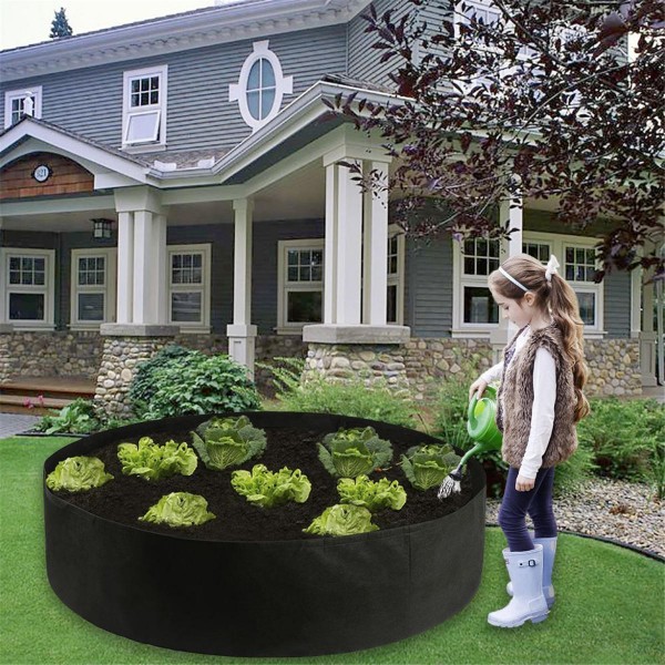 Fabric Plants Growing Raised Bed Garden Flower Elevated Vegetable Box Grow Bag Planting Grow Box - 90*30cm Black