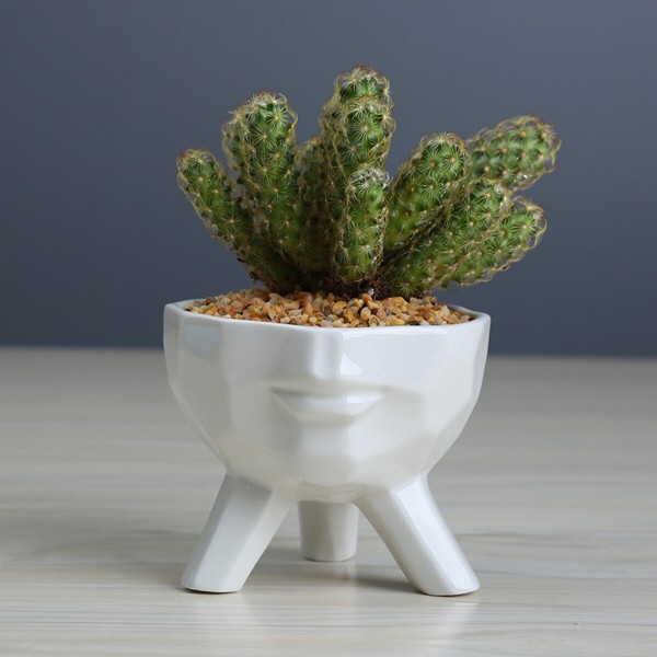 Creative Humanoid Ceramic Flower Pot Green Succulent Planter Plant Container - L