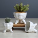 Creative Humanoid Ceramic Flower Pot Green Succulent Planter Plant Container - L