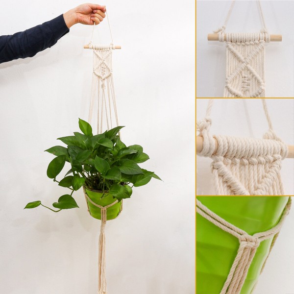 1M Pot Holder Macrame Plant Hanger Hanging Basket Hemp Rope Braid Craft  Decoration