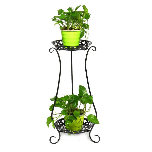 Iron Multifunctional Balcony Floor Standing Succulent Flower Pot Flower Stand - Black