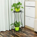 Iron Multifunctional Balcony Floor Standing Succulent Flower Pot Flower Stand - Black