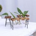 Ball Shape Glass Vase Plant Hydroponic Container Flower Bottle Table Desk Decor with Wooden Shelf Stand - #5