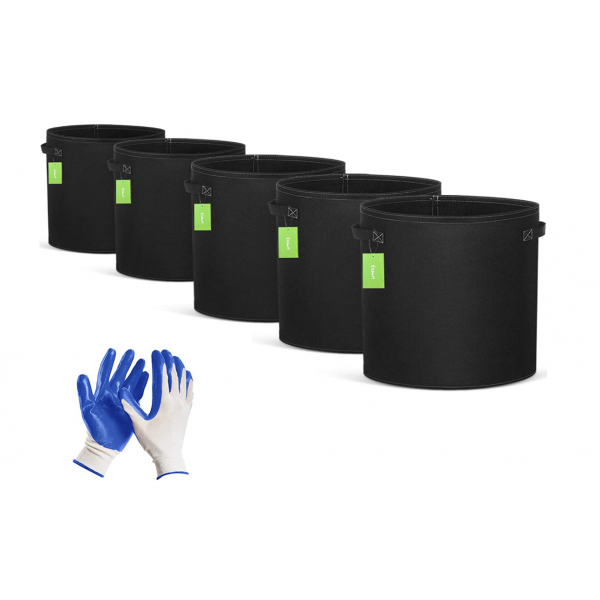 5-Pack 7/10/12/13 Gal Garden Planting Pots Grow Planter Bags for Potato Carrot - 12 Gal