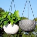 Large Rattan Plaited Hanging Plant Pots Flower Baskets Rope Flower Pot - #C