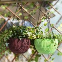 Large Rattan Plaited Hanging Plant Pots Flower Baskets Rope Flower Pot - #C