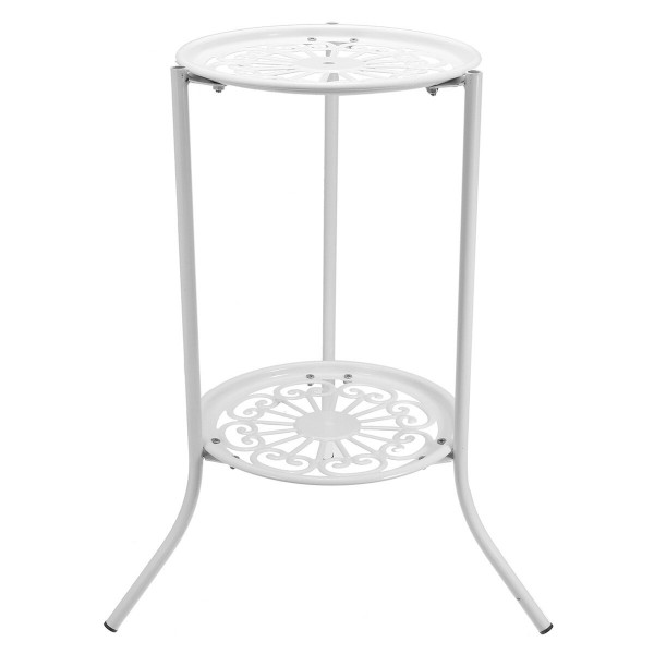 Plants Pot Flower Shelf Bracket Holder Stand Metal Planter Storage Organizer Display Rack Home Garden Decorations - White