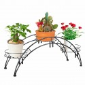 Curved Flower Rack Metal Flower Stand Plant Stand Balcony Garden Flower Plant Stand Bonsai Display Shelf - Black