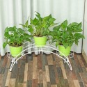 Curved Flower Rack Metal Flower Stand Plant Stand Balcony Garden Flower Plant Stand Bonsai Display Shelf - Black