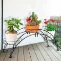 Curved Flower Rack Metal Flower Stand Plant Stand Balcony Garden Flower Plant Stand Bonsai Display Shelf - Black
