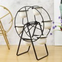 Ceramic Succulent Plant Pot Bonsai Holder Rack Home Tabletop Decor W/ Iron Stand - Black