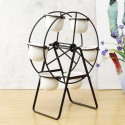 Ceramic Succulent Plant Pot Bonsai Holder Rack Home Tabletop Decor W/ Iron Stand - Black