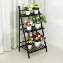 Folding Plants Stand 3 Tier Ladder Shelf Wood Bookshelf Storage Rack Home Decor - 50cm