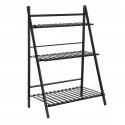 Folding Plants Stand 3 Tier Ladder Shelf Wood Bookshelf Storage Rack Home Decor - 50cm