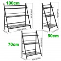 Folding Plants Stand 3 Tier Ladder Shelf Wood Bookshelf Storage Rack Home Decor - 50cm