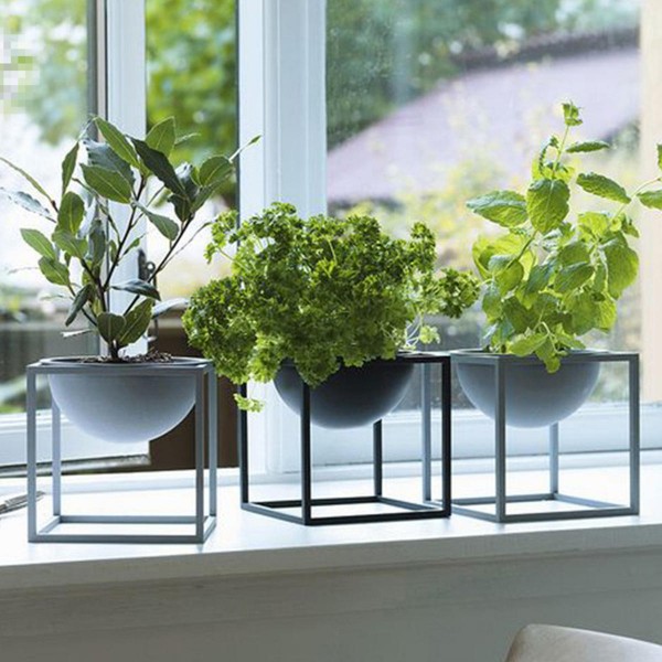 20cm Flower Pot Holder Metal Pot Stand Planter Garden Home Decorations Flower Display Rack - white