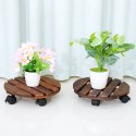 Round Wooden Plant Caddy Potted Plant Stand Flower Pot Holder - #1