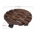 Round Wooden Plant Caddy Potted Plant Stand Flower Pot Holder - #1