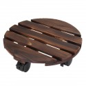 Round Wooden Plant Caddy Potted Plant Stand Flower Pot Holder - #1