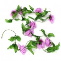 2.4m Artificial Plastic Rose Flower Green Leaves Garland Home Garden Wedding Party Decorations - Pink