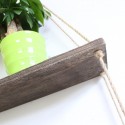 Brown Wooden Wall Storage Rack Rope Hanging Plant Flower Pot Shelf Home Decor - 1 Layer-L