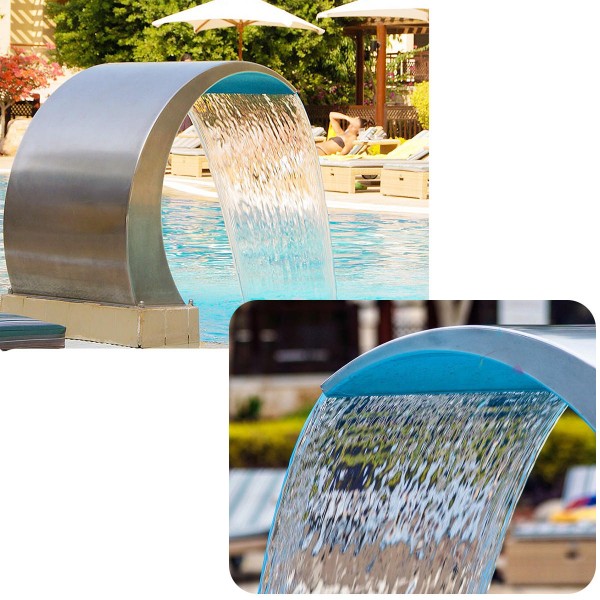 Stainless Steel Pool Fountain Swimming Pool Garden Water Feature Waterfall Decorative Hardware