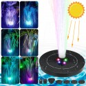 RGB LED Solar Powered Fountain Pump W/ 6 Nozzles Water Pump Night Floating Garden - #1