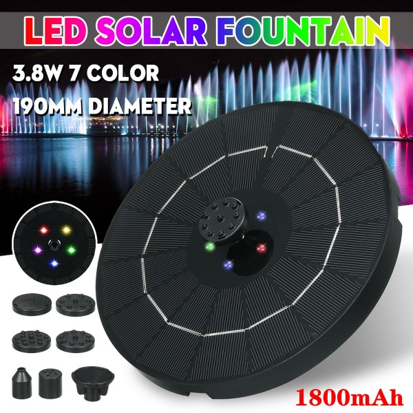 RGB LED Solar Powered Fountain Pump W/ 6 Nozzles Water Pump Night Floating Garden - #1