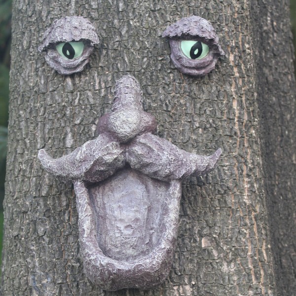 Laughing Tree Face Garden Statue Home Decor Outdoor Courtyard for Outdoor Landscape Plants Decor